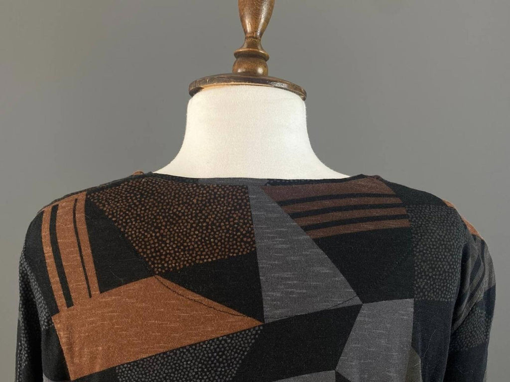 GUDRUN SJODEN Multicolor Abstract Geometric Long Sleeve Wrap Tunic Shirt – Size M