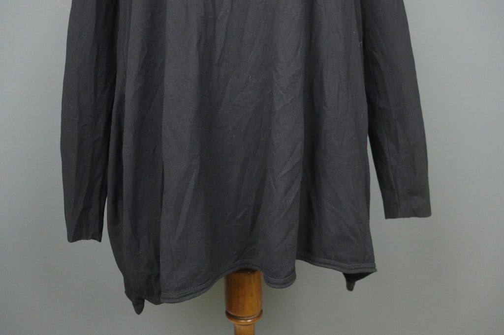 RUNDHOLZ Black Cotton Pleated Back Long Sleeve Round Neck Shift Dress – Size S