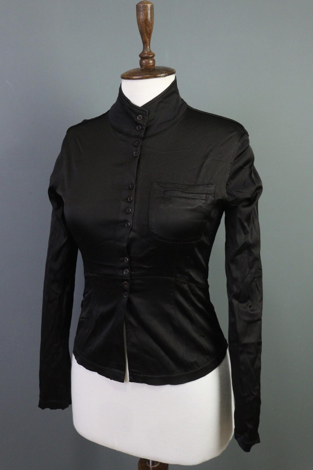 TRANSIT PAR SUCH Black Long Sleeve Button Down Rayon Cropped Top Shirt – Size 1