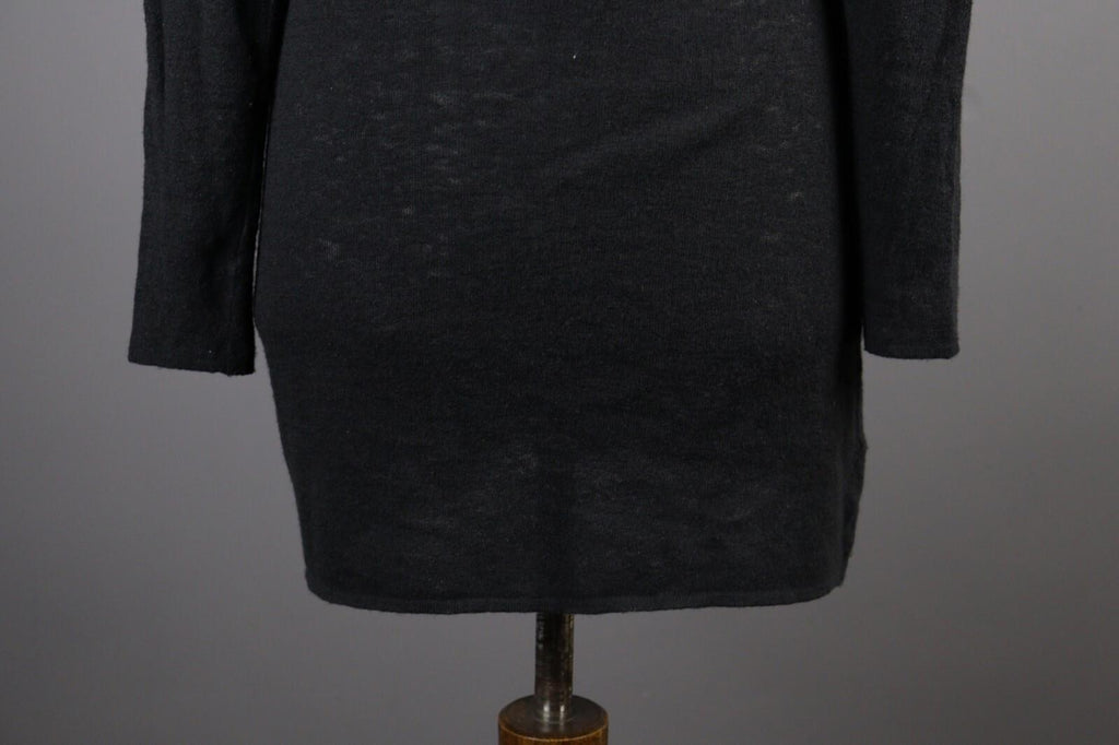 SARAH PACINI Black Wool Abstract Oversize High Neck Sweater Midi Dress – Size L