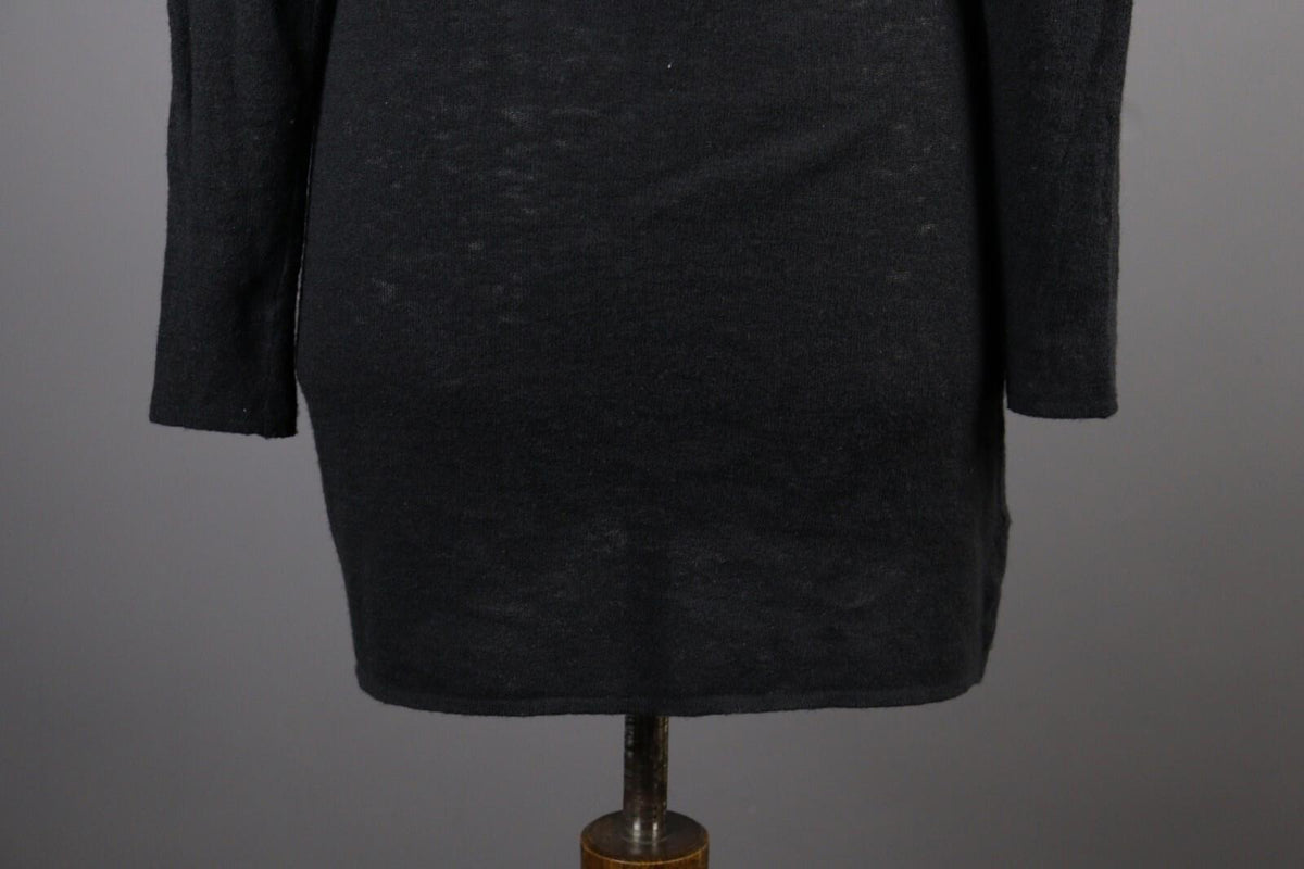 SARAH PACINI Black Wool Abstract Oversize High Neck Sweater Midi Dress – Size L