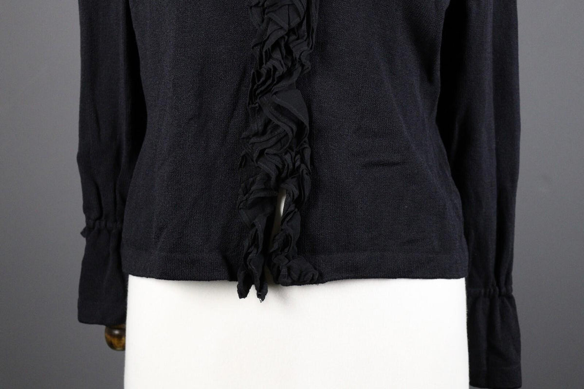 ST. JOHN EVENING Black Wool Lagenlook Knit Cardigan Sweater – Size 8