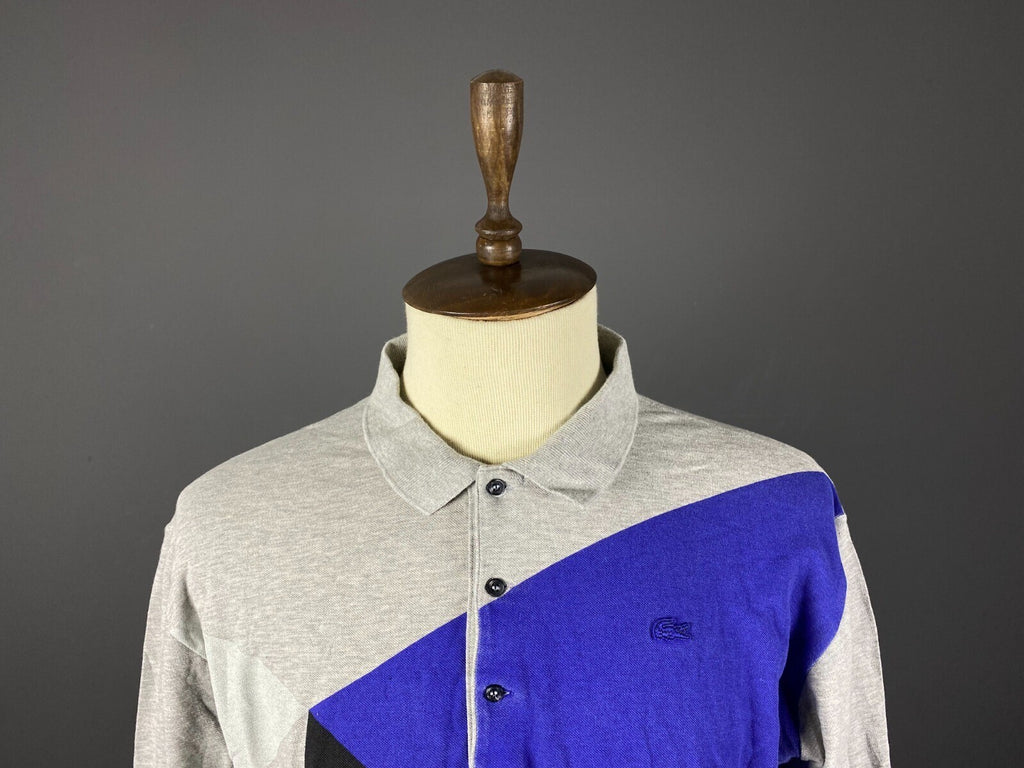 Lacoste Slim Fit Gray Colourblock Long Sleeve Polo Shirt 8 3XL 2XL