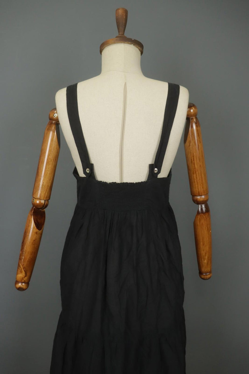 GUDRUN SJODEN Black 100% Cotton Sleeveless Square Neck Backless Tank Dress Sz S