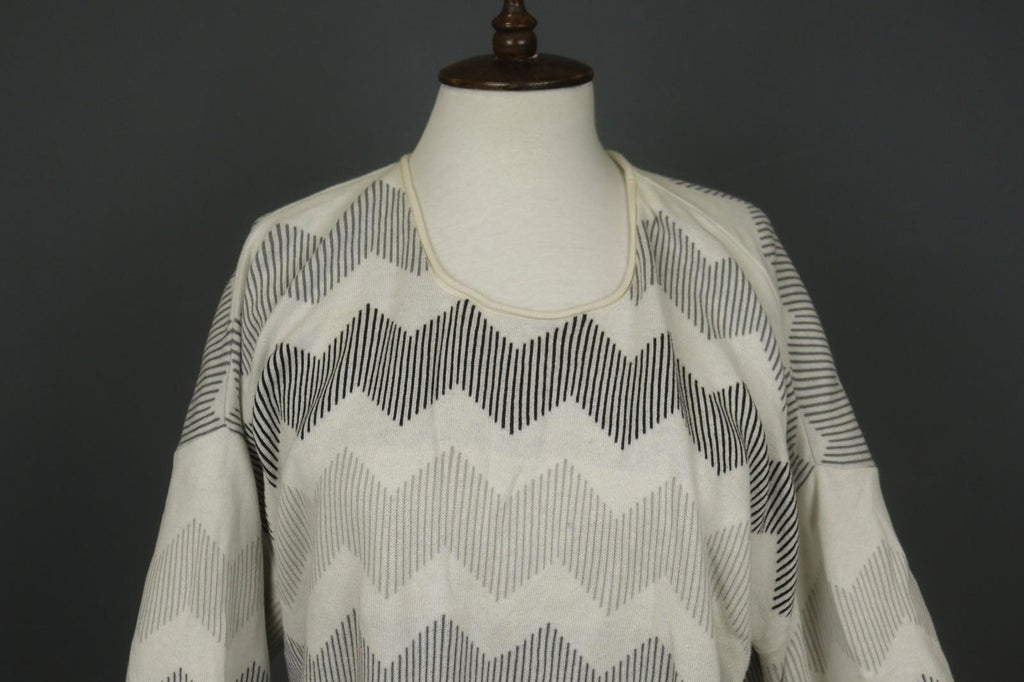 GUDRUN SJODEN Multi Herringbone Long Sleeve Round Neck Pullover Sweater – Size L
