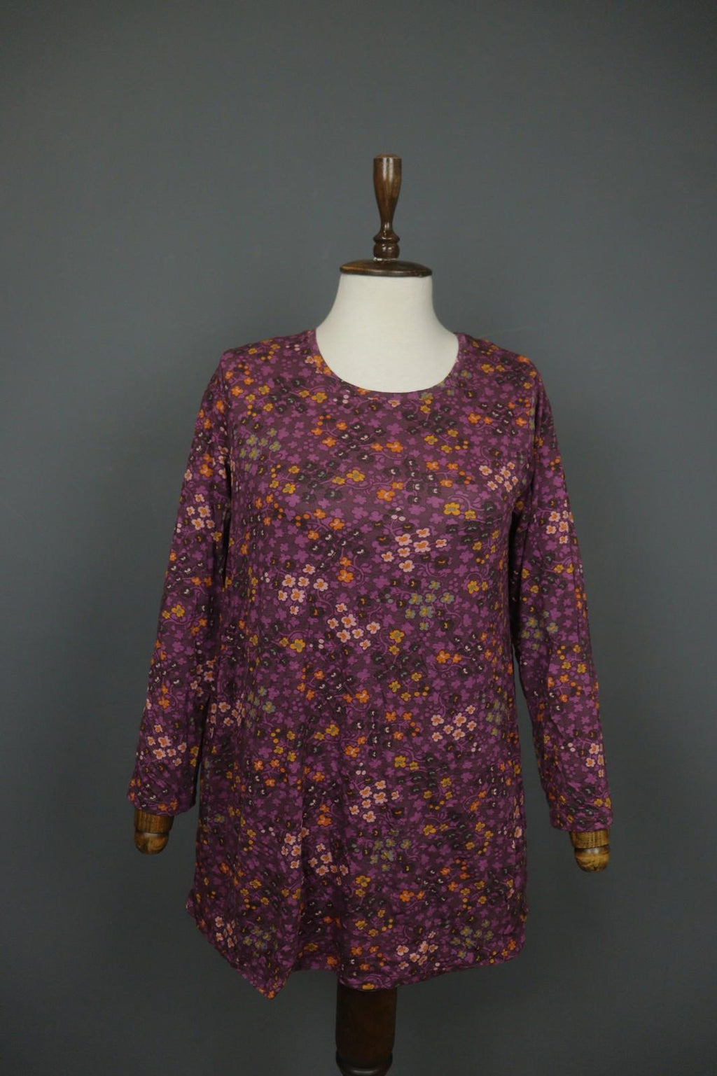 GUDRUN SJODEN Multi Floral Lyocell Long Sleeve Round Neck Sheath Dress – Size M