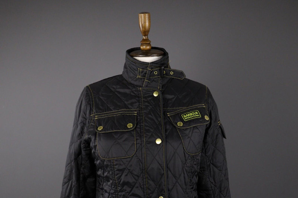 BARBOUR INTERNATIONAL Black Quilted Polyester Jacket – Size UK6 US10 EU36