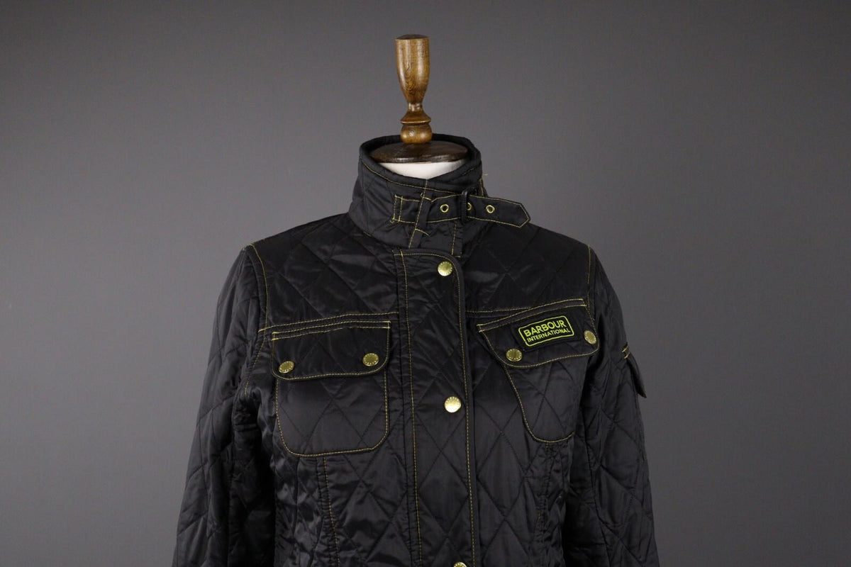 BARBOUR INTERNATIONAL Black Quilted Polyester Jacket – Size UK6 US10 EU36