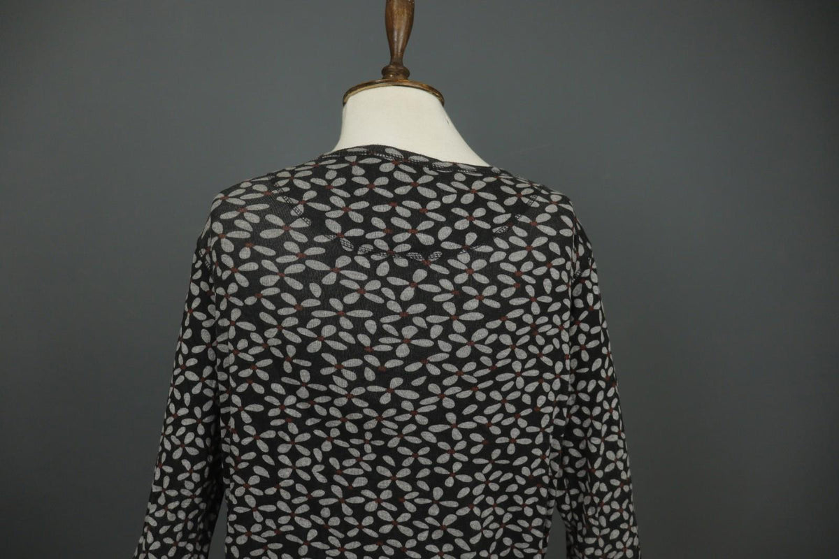 GUDRUN SJODEN Multi Floral Modal Long Sleeve Round Neck Button Front Top – Size M