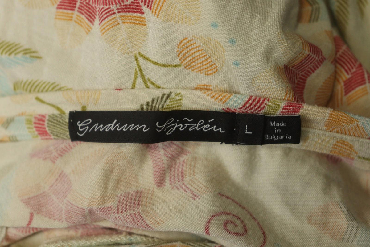 GUDRUN SJODEN Multicolor Floral Modal Long Sleeve Round Neck Shift Dress – Size L