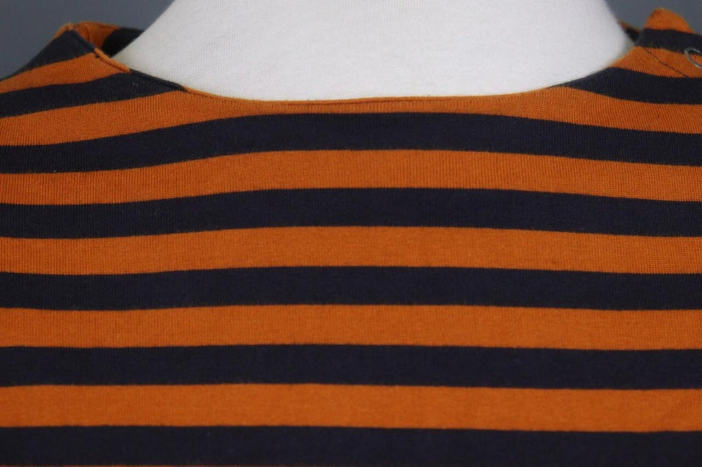 MARIMEKKO TASHIA Orange Black Striped Cotton Long Sleeve Shift Dress – Size XL