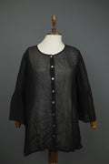 GUDRUN SJODEN Black Long Sleeve Casual Summer Button Front Blouse Top – Size M