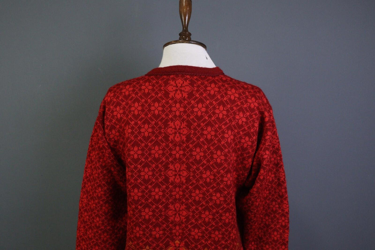 DALE OF NORWAY Red Geometric Wool Knit Button Cardigan Sweater – Size 3