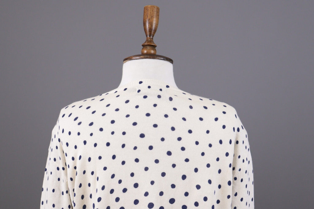 Gudrun Sjoden White Polka Dot Long Sleeve Knit Cardigan Sweater – Size L