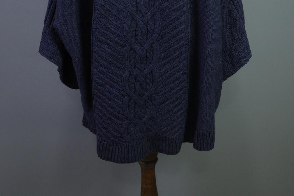 SAINT JAMES Blue Cable Wool Knit Poncho Lagenlook Sweater – Size OS