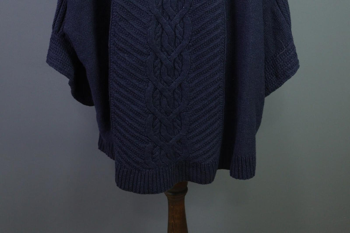 SAINT JAMES Blue Cable Wool Knit Poncho Lagenlook Sweater – Size OS