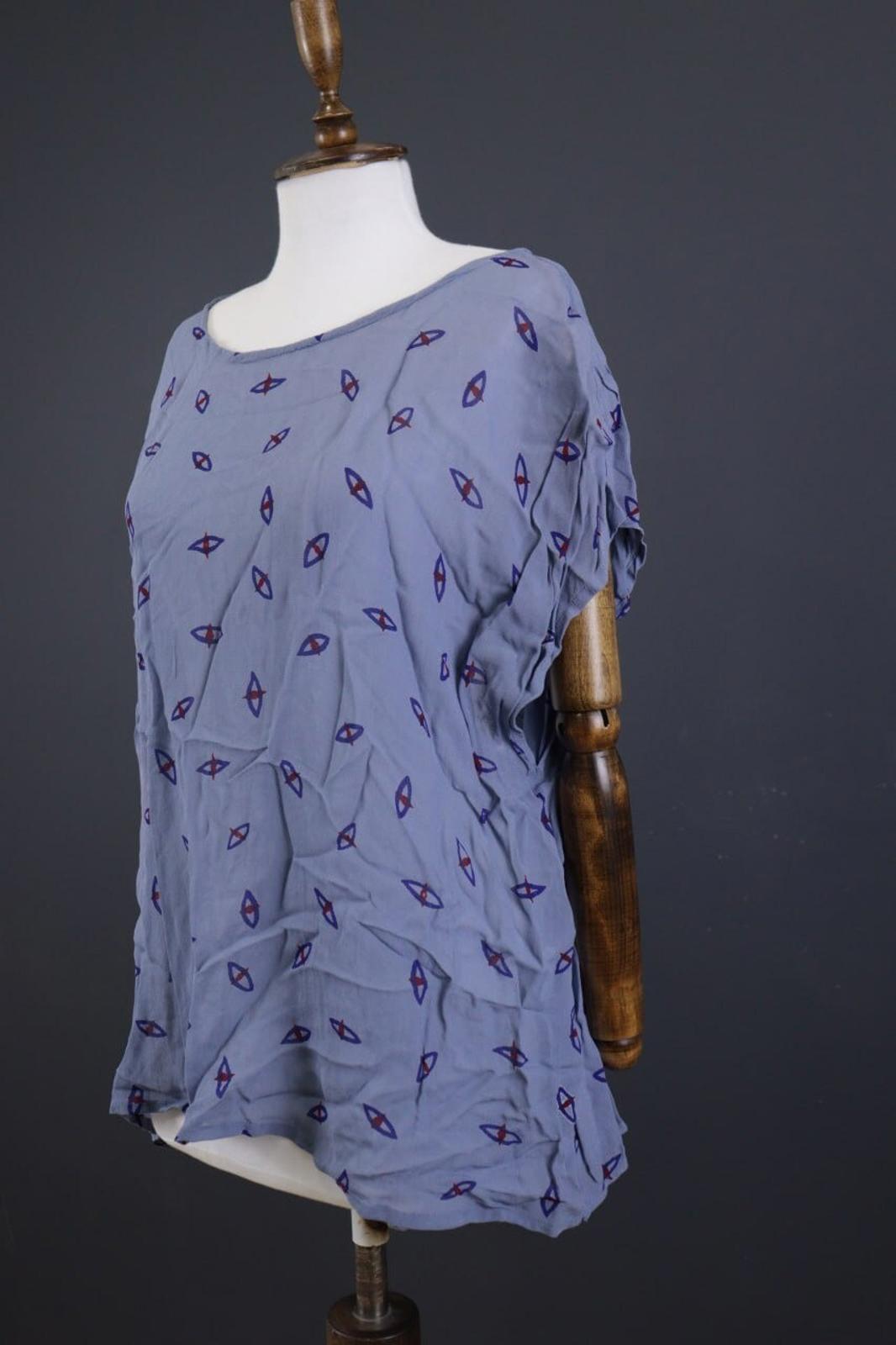 GUDRUN SJODEN Blue Designer Sleeveless Lagenlook Relaxed Tunic Top – Size L/XL