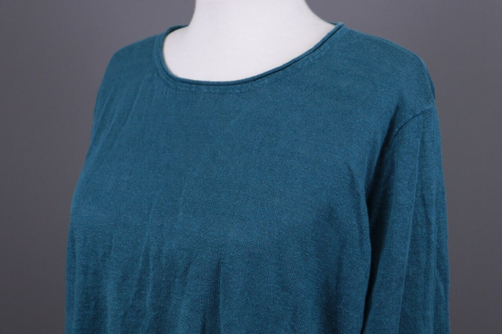 Gudrun Sjoden Blue Linen Lagenlook Long Sleeve Relaxed A-Line Dress – Size L