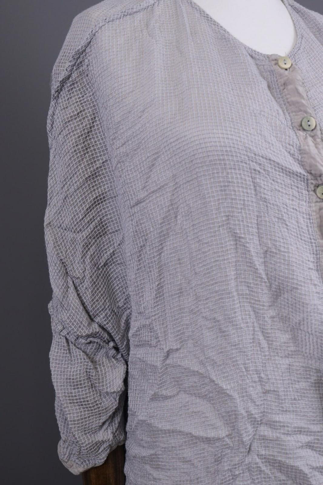 GRIZAS Gray Check Silk Lagenlook Long Sleeve Top Blouse Shirt – Size M