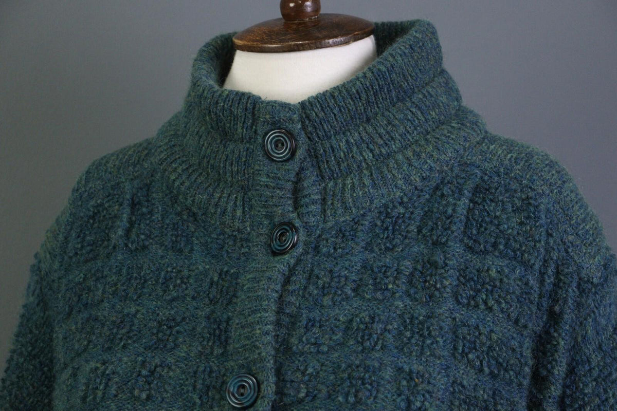 MISSONI Blue Wool Mohair Knit Long Sleeve Button Cardigan Sweater – Size L