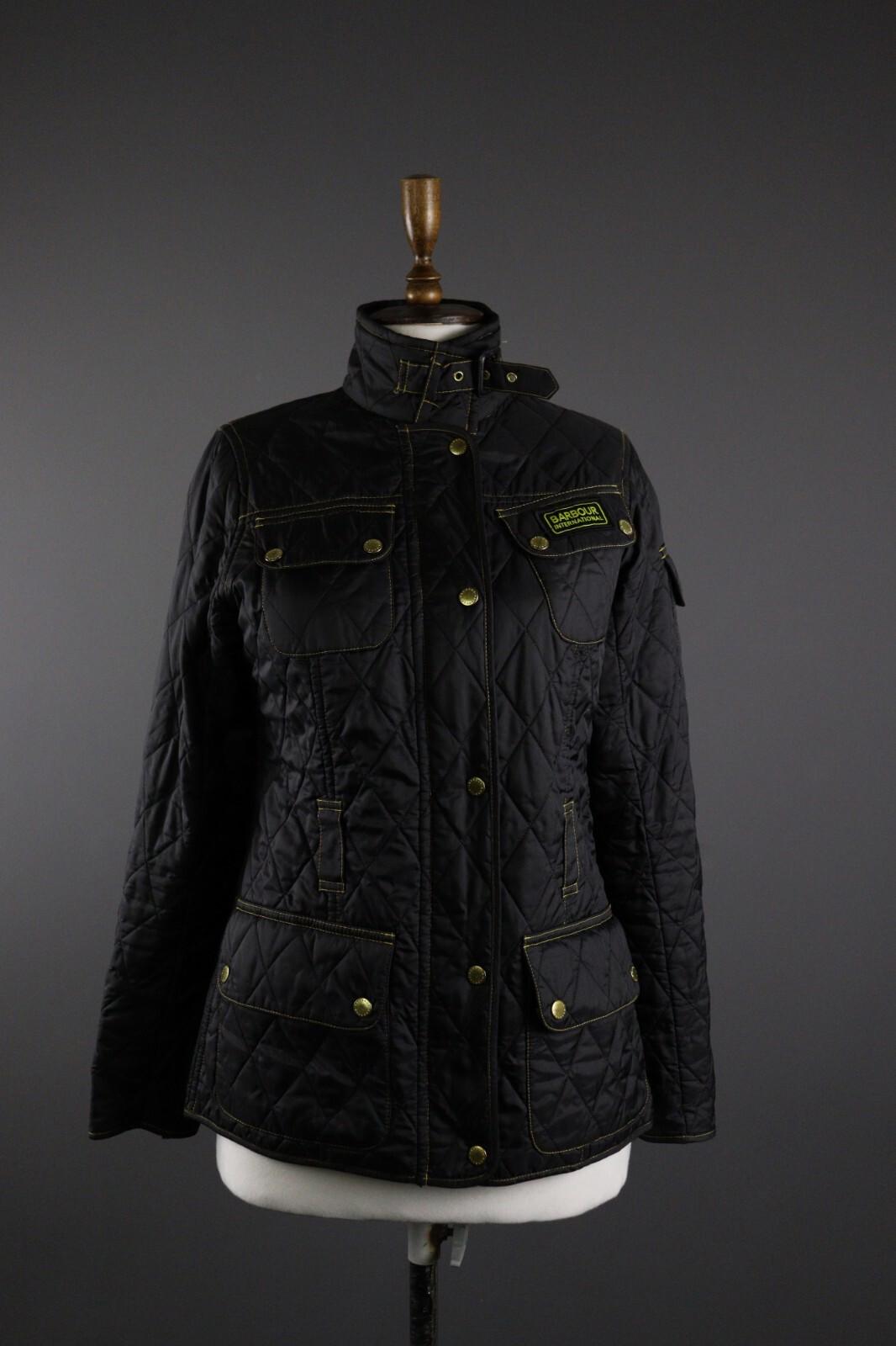 BARBOUR INTERNATIONAL Black Quilted Polyester Jacket – Size UK6 US10 EU36