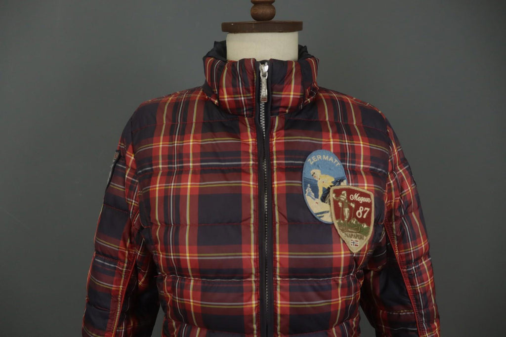 NAPAPIJRI Multicolor Plaid Long Sleeve Mock Neck Full Zip Puffer Jacket – Size M