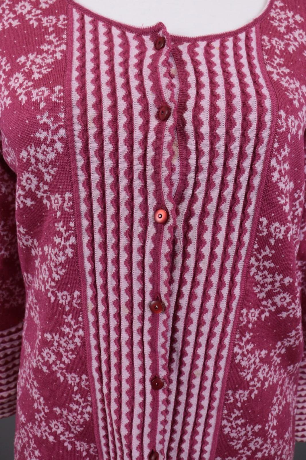 OLENA ESPELAND Pink Floral Wool Silk Knit Cardigan Sweater – Size M