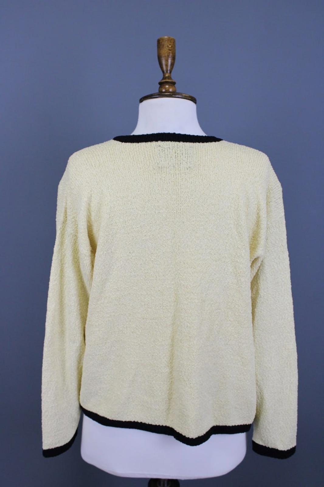 DOLCE & GABBANA Beige Black Lined Cotton Long Sleeve Open Front Cardigan M/L