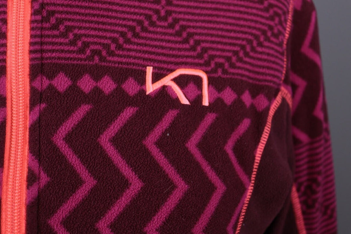 Kari Traa Purple Geometric Striped Full Zip Fleece Jacket – Size L