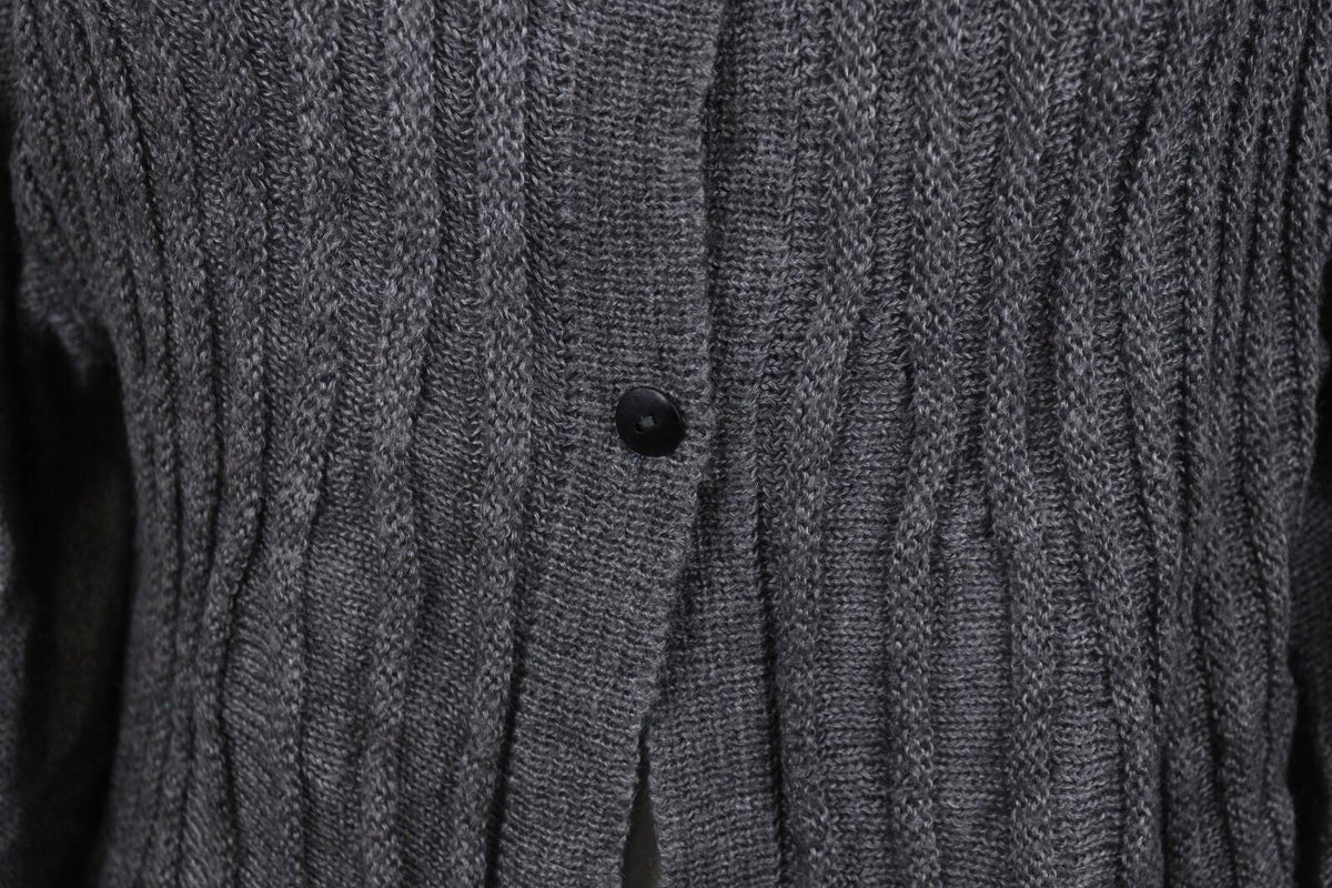 SARAH PACINI Gray Lagenlook Tight Knit Button Front Cardigan Sweater