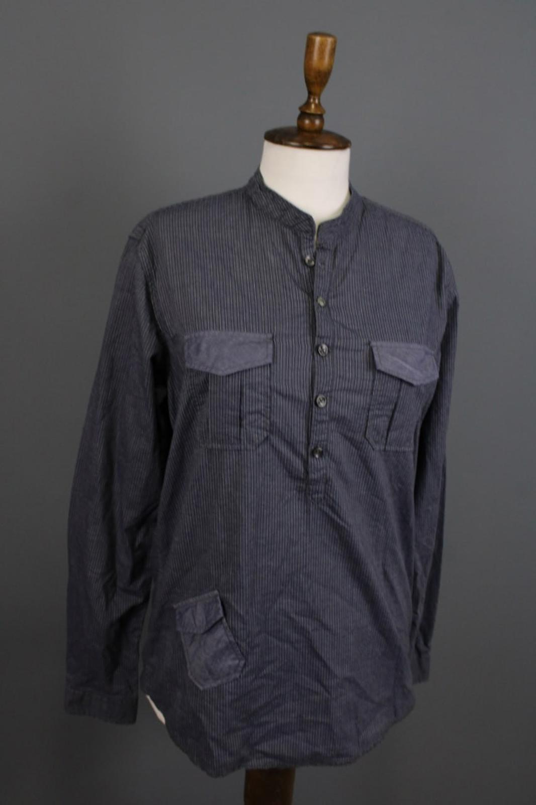 Desigual Blue White Striped 100%Cotton Regular Fit Long Sleeve Shirt Top – Size M