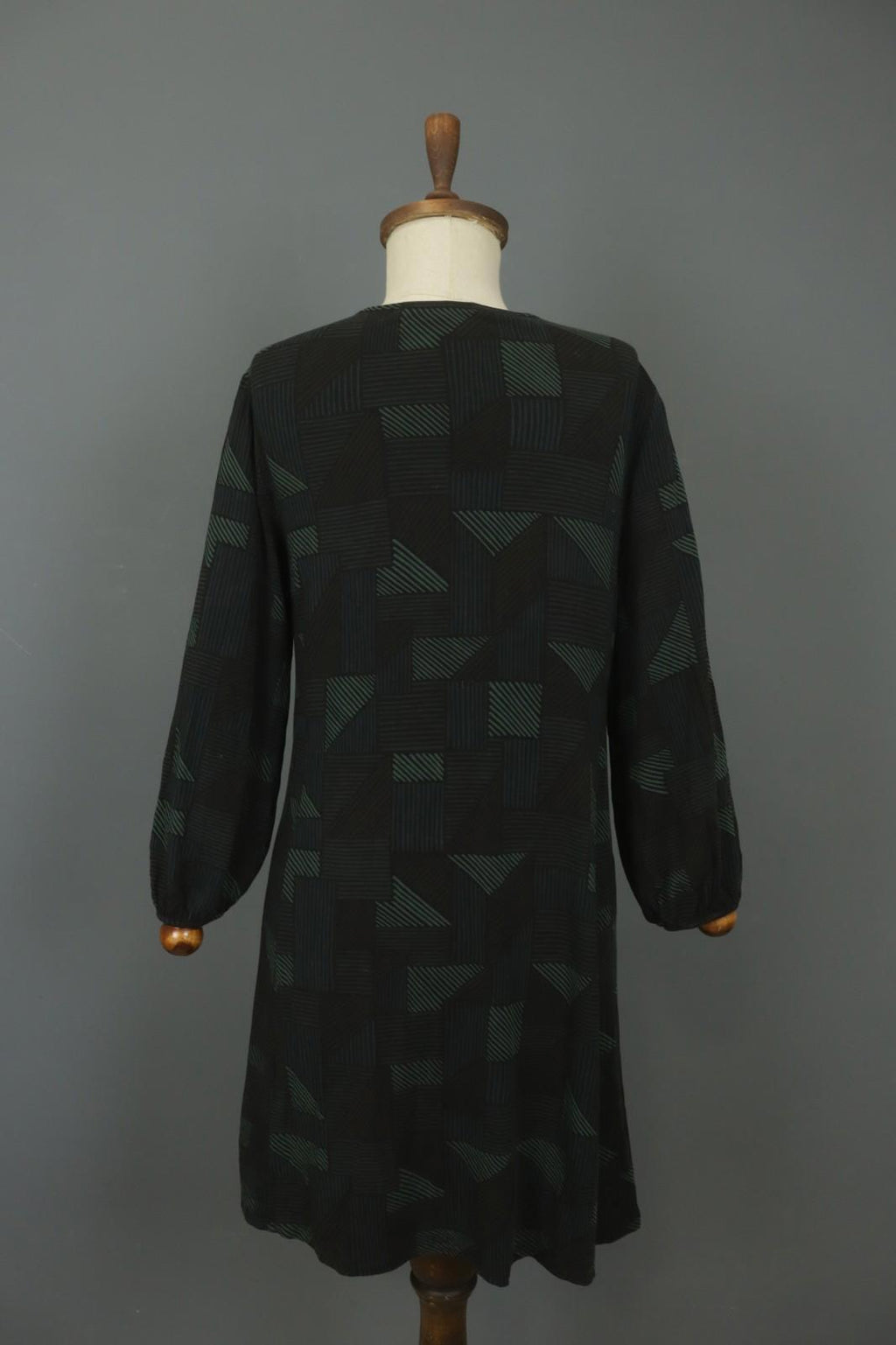 GUDRUN SJODEN Multi Geometric Balloon Sleeve Round Neck Shift Dress – Size S