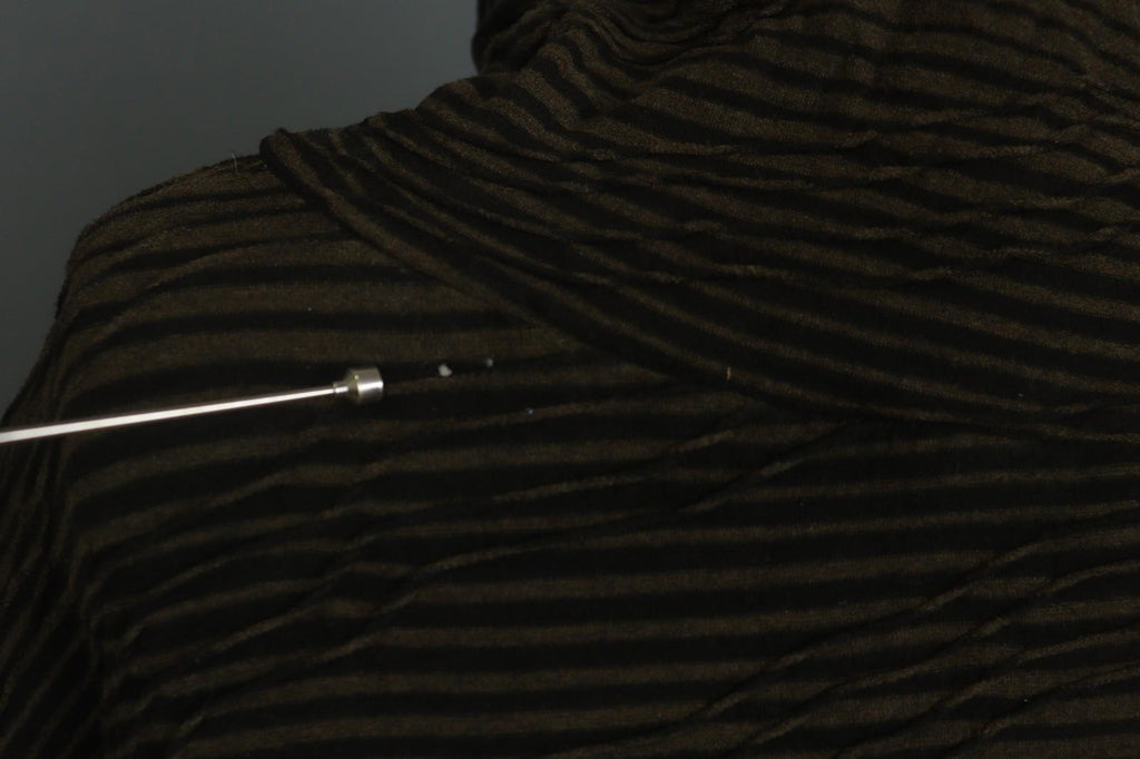 OSKA Brown Black Striped Viscose Blend Seersucker Long Sleeve Blouse Top – Size 1