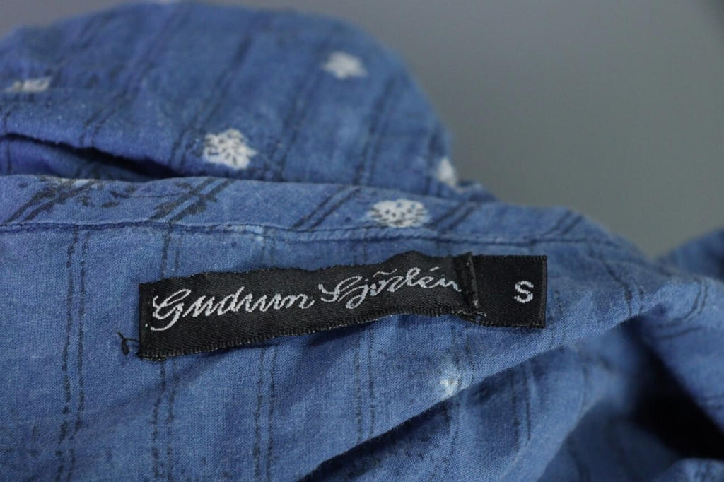 GUDRUN SJODEN Blue Floral Button Up Long Sleeve Top Shirt – Size S