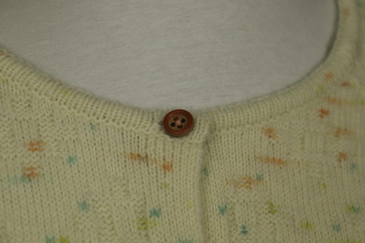 GUDRUN SJODEN Yellow Dotted 100% Wool Knitted Button Front Sweater Dress – Size M