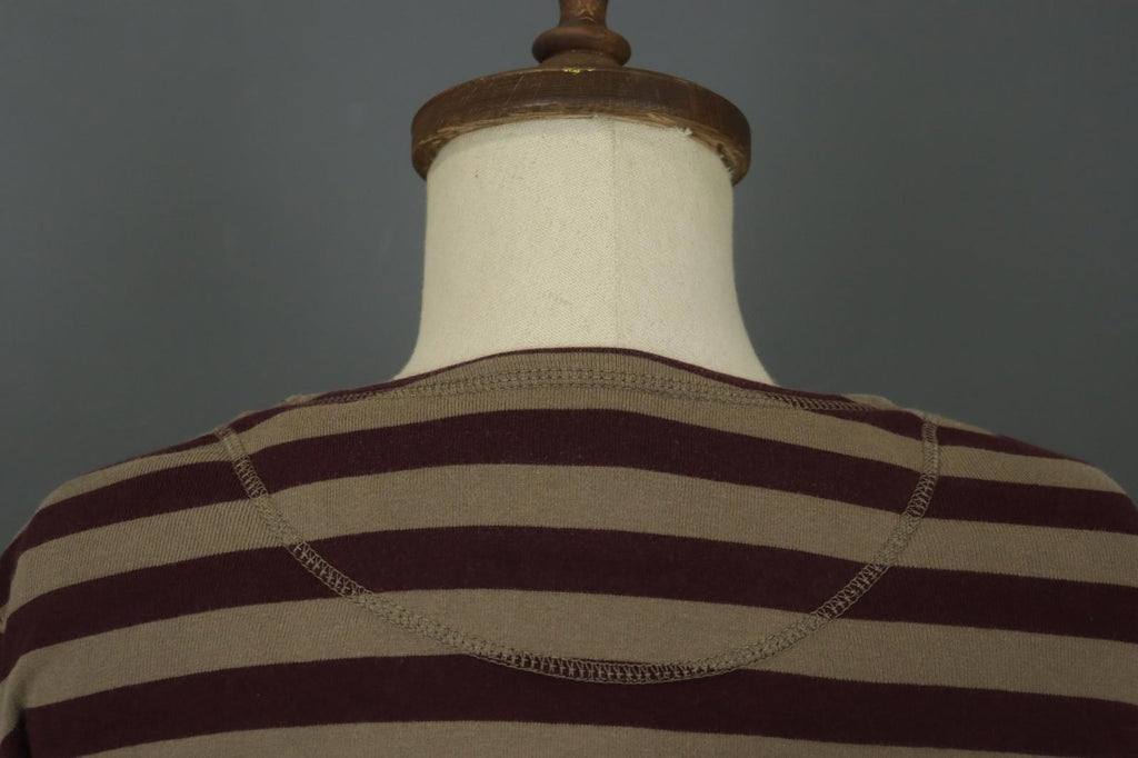 GUDRUN SJODEN Brown Striped Organic Cotton Long Sleeve Pullover Blouse Top Sz L