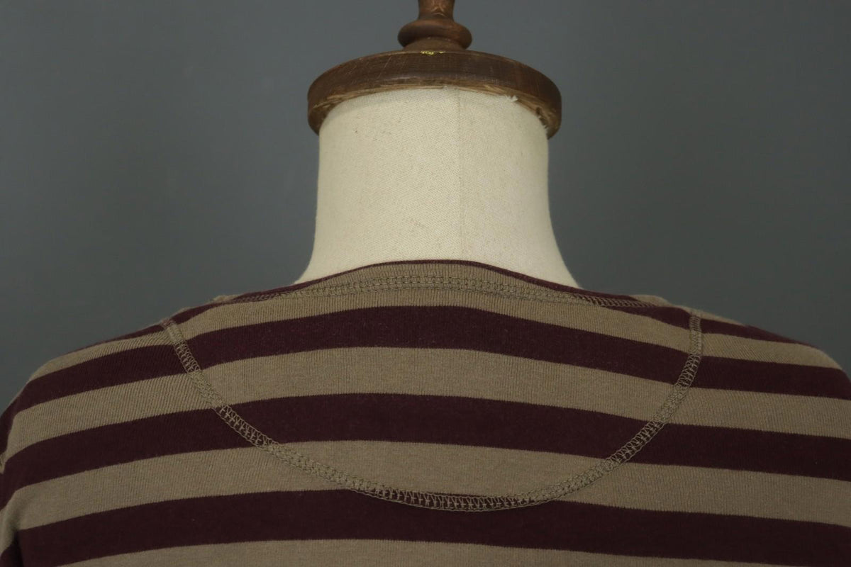 GUDRUN SJODEN Brown Striped Organic Cotton Long Sleeve Pullover Blouse Top Sz L