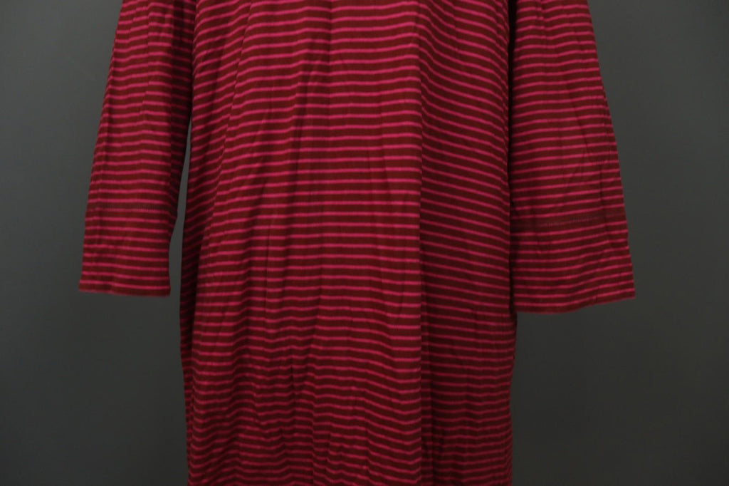 GUDRUN SJÖDEN Burgundy Pink Stripe Organic Cotton Long Sleeve Shift Dress – Size L