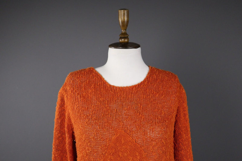 GRIZAS Casual Linen Crochet Knit Designer Acymetric Sweater – Size 36/38