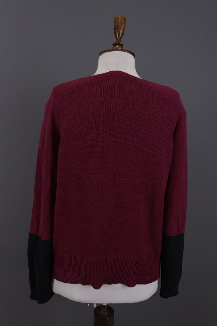 Eileen Fisher Burgubdy Lagenlook Cotton Cashmere Knit Oversized Sweater – Size M