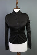 TRANSIT PAR SUCH Black Long Sleeve Button Down Rayon Cropped Top Shirt – Size 1