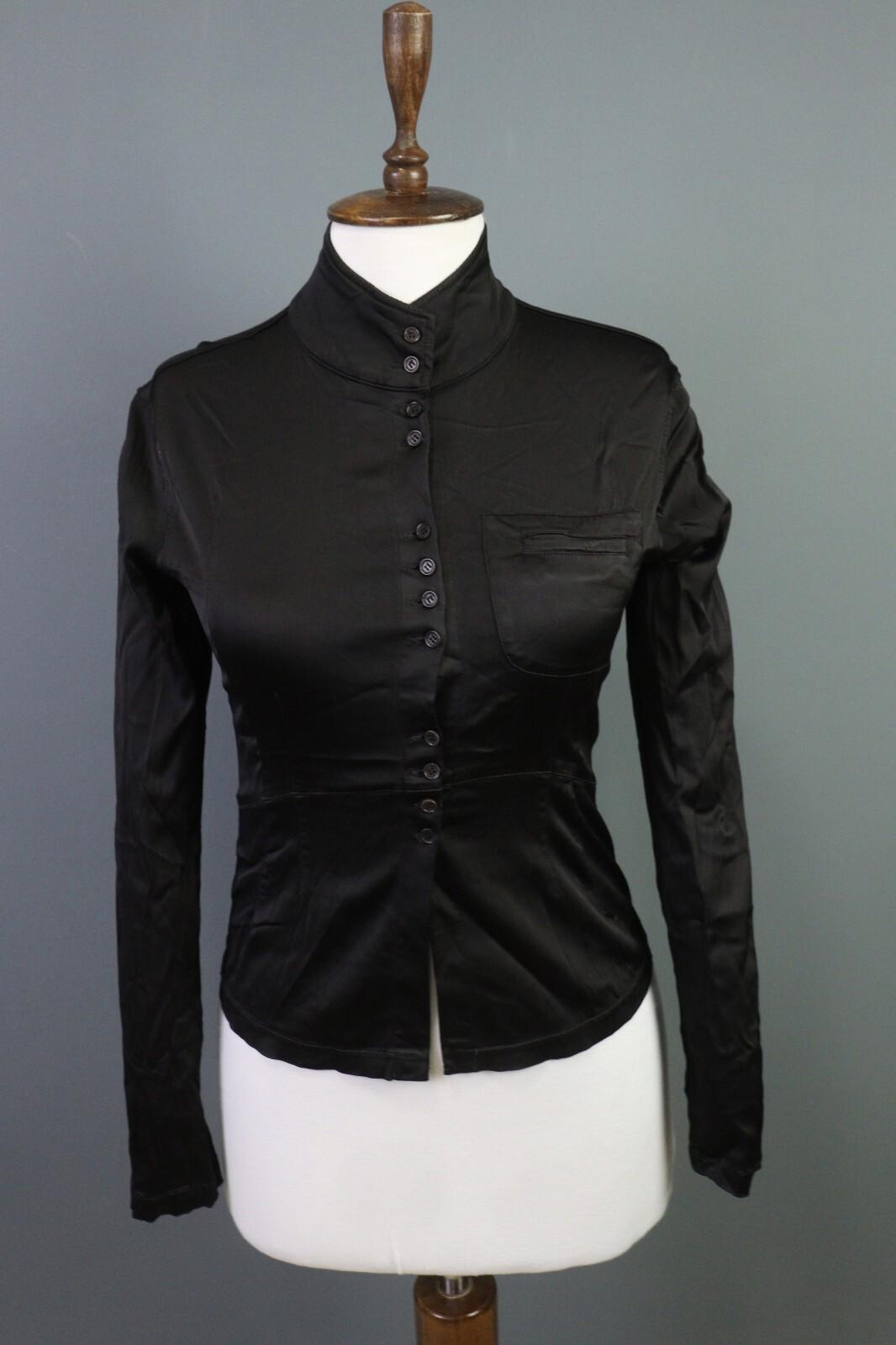 TRANSIT PAR SUCH Black Long Sleeve Button Down Rayon Cropped Top Shirt – Size 1