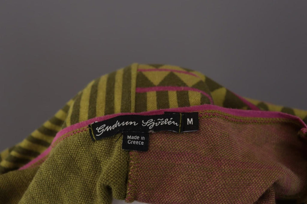 GUDRUN SJODEN Green Geometric Striped Sleevelss A-Line Short Dress – Size M