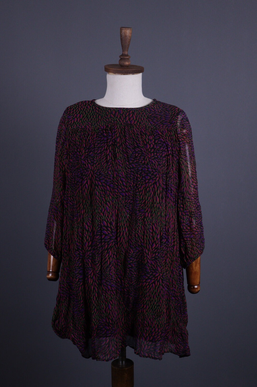 BA&SH Multicolor Floral Relaxed Mesh Long Sleeve Blouson Dress – Size 0 / XS
