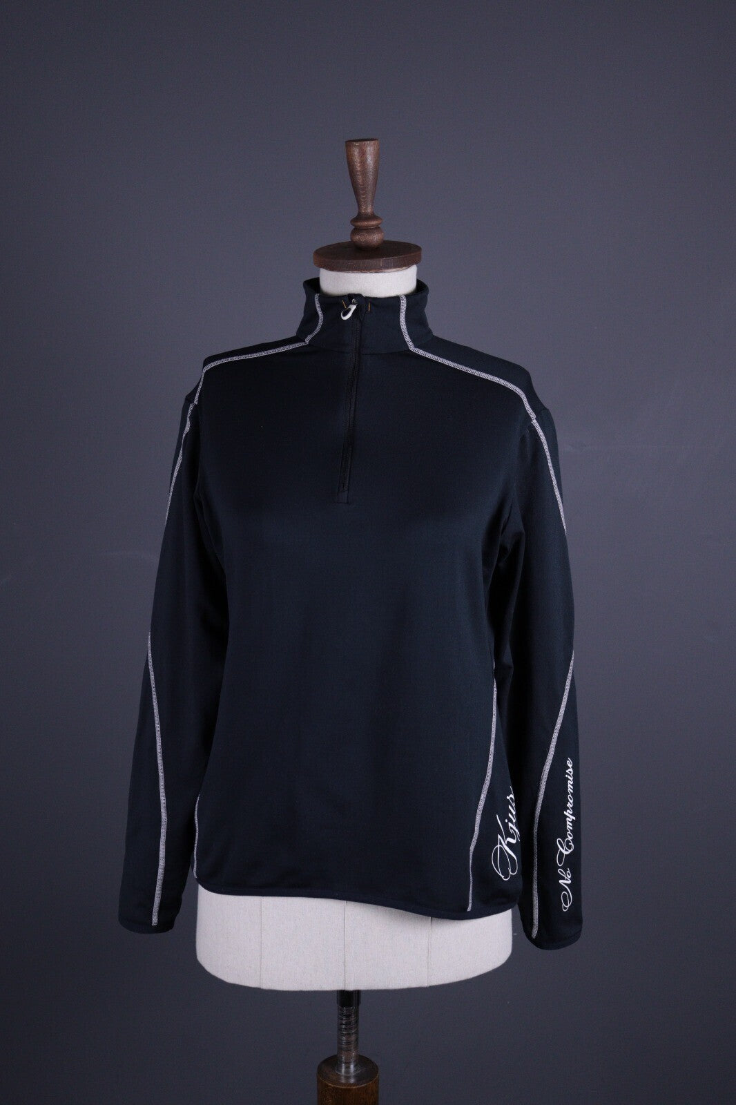 KJUS Black Fleece Pullover Activewear Outdoor Ski Fleece Base Layer 42 / XL