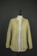 ESCADA Beige Knitted Casual Raglan Sleeve Metallic Open Front Cardigan – Size 38