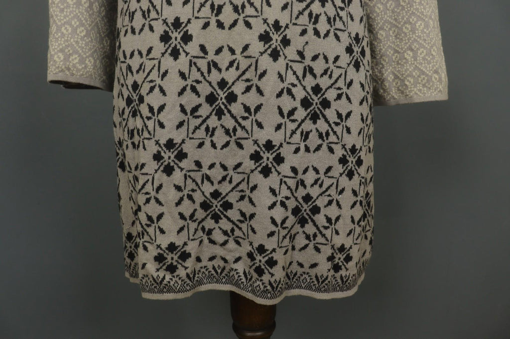 GUDRUN SJODEN Multi Floral 100% Cotton Knitted Square Neck Sweater Dress – Size XL