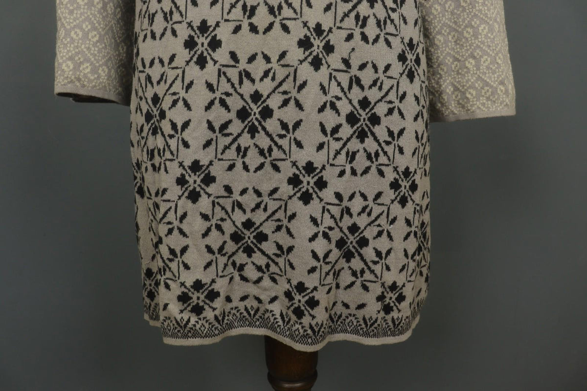 GUDRUN SJODEN Multi Floral 100% Cotton Knitted Square Neck Sweater Dress – Size XL