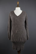 Manila Grace Denim Alpaca Wool Long Sleeve Distressed Bodycon Sweater Dress 2