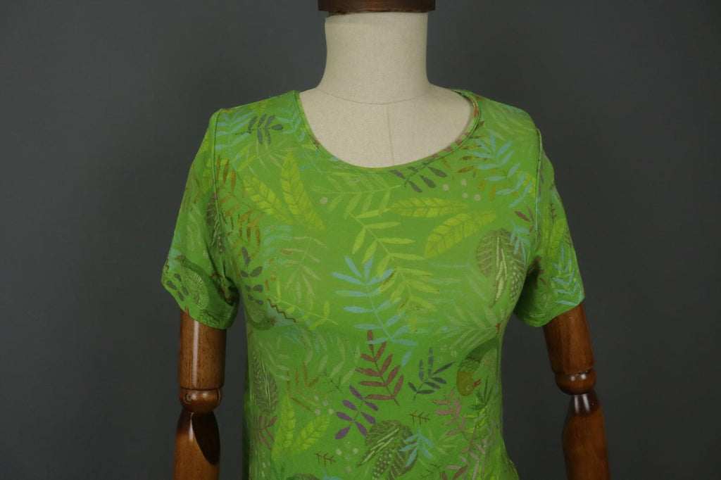 GUDRUN SJODEN Green Geometric Long Sleeve Round Neck Pullover Blouse Top – Size S